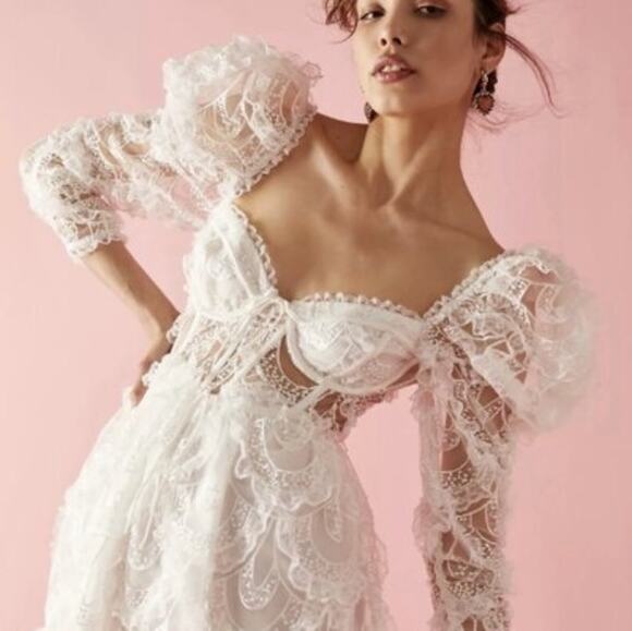 For Love & Lemons Dresses & Skirts - FOR LOVE & LEMONS White Bodice Taylor Lace Mini Dress Size Extra Small